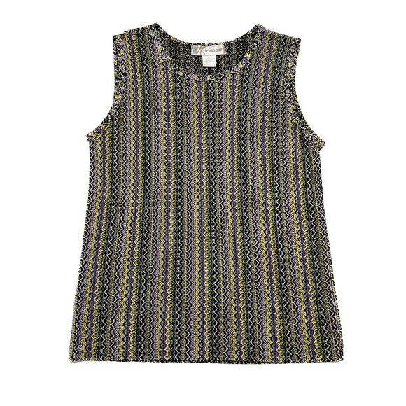 Dressbarn Vintage Y2K Geometric Textured Sleeveless Top Multicolor Striped - Picture 2 of 6